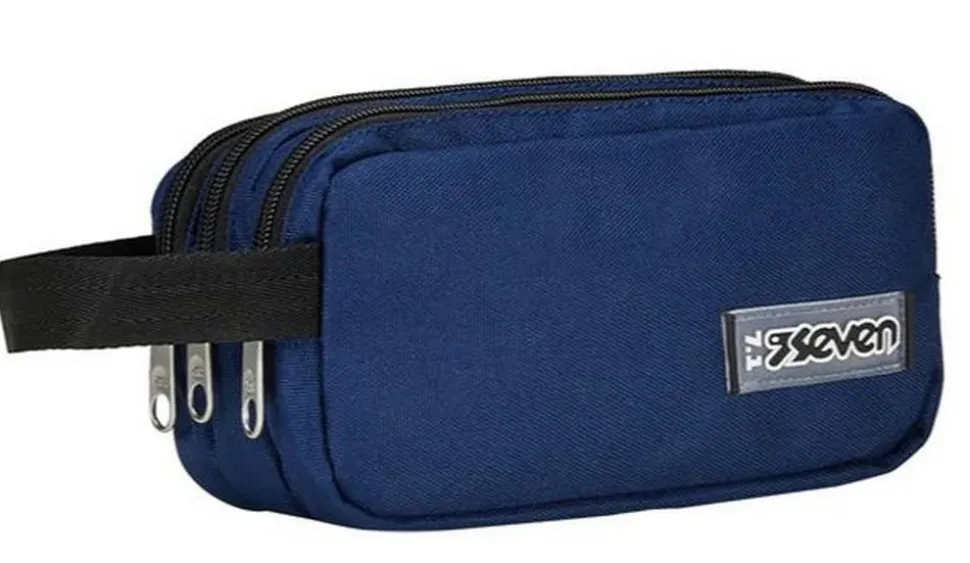 Shop Seven Astuccio scuola 3 zip Freethink Blue Deep BlueDeep