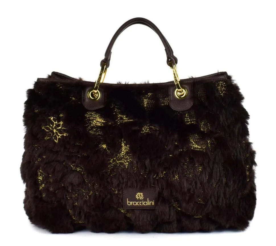 Clearance Braccialini Borsa a mano Beth Fur Marrone