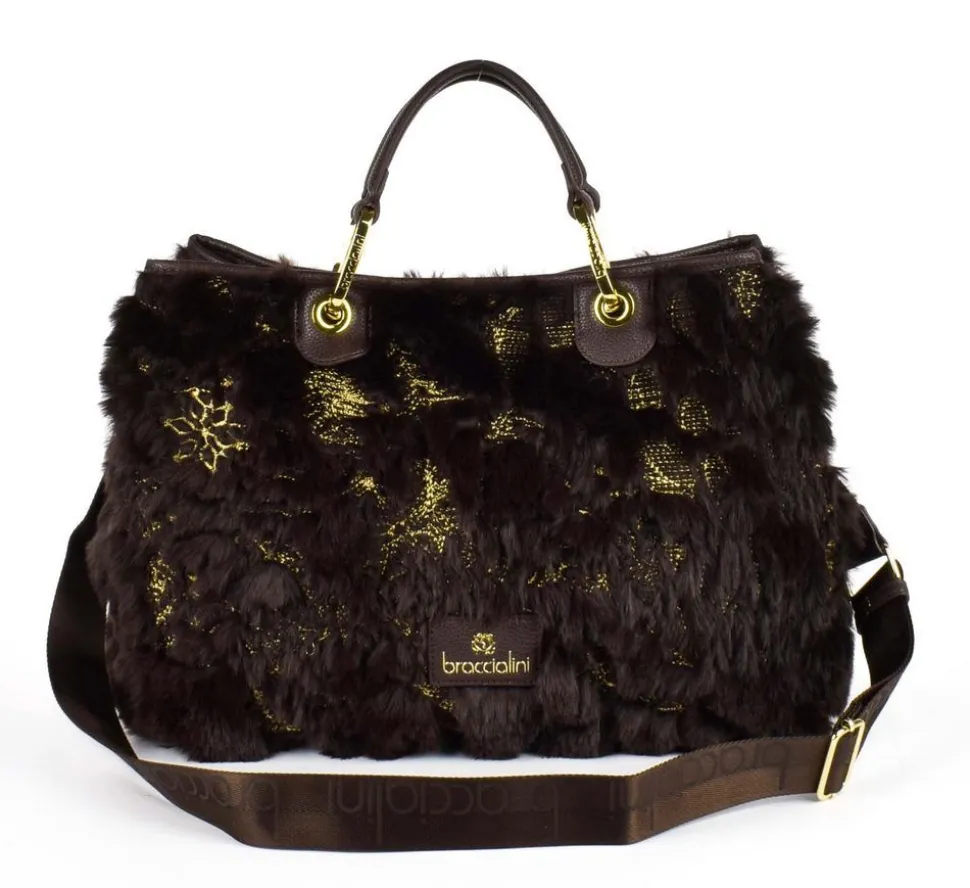 Clearance Braccialini Borsa a mano Beth Fur Marrone