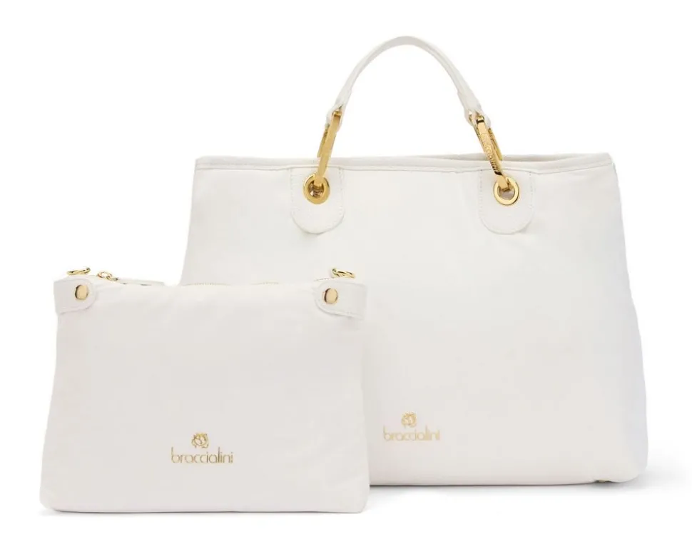 Clearance Braccialini Borsa a mano Beth Puffy Bianca Bianco