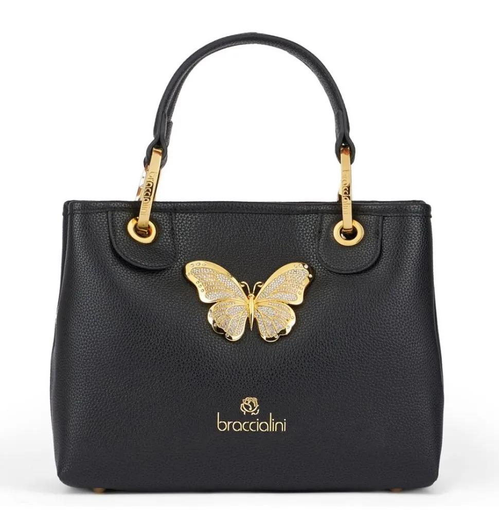 Shop Braccialini Borsa a mano piccola Beth Jewels Nera Nero