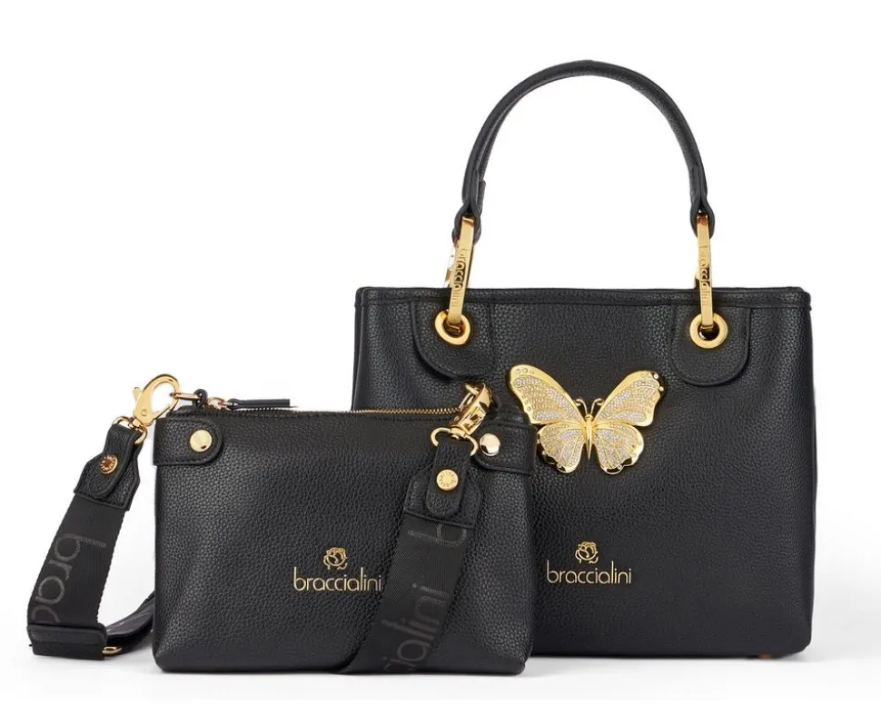 Shop Braccialini Borsa a mano piccola Beth Jewels Nera Nero