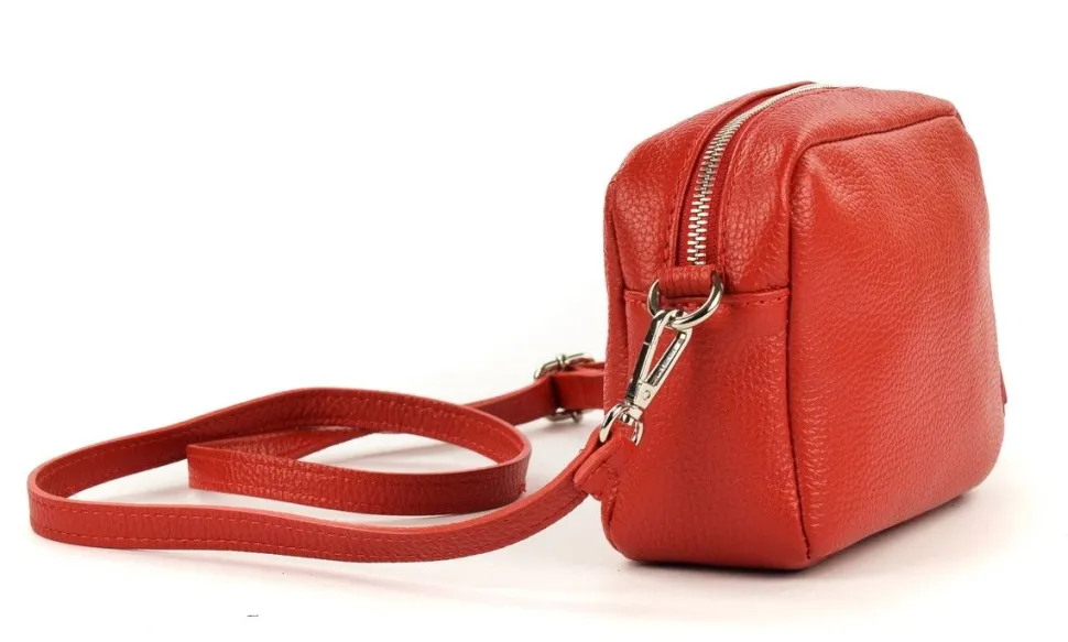 New Pronto Moda Borsa a tracolla in pelle BP06 Rossa Rosso