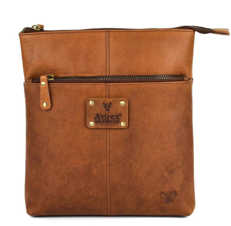 Outlet Avirex Borsa tracolla uomo in pelle Durango 02 Cognac