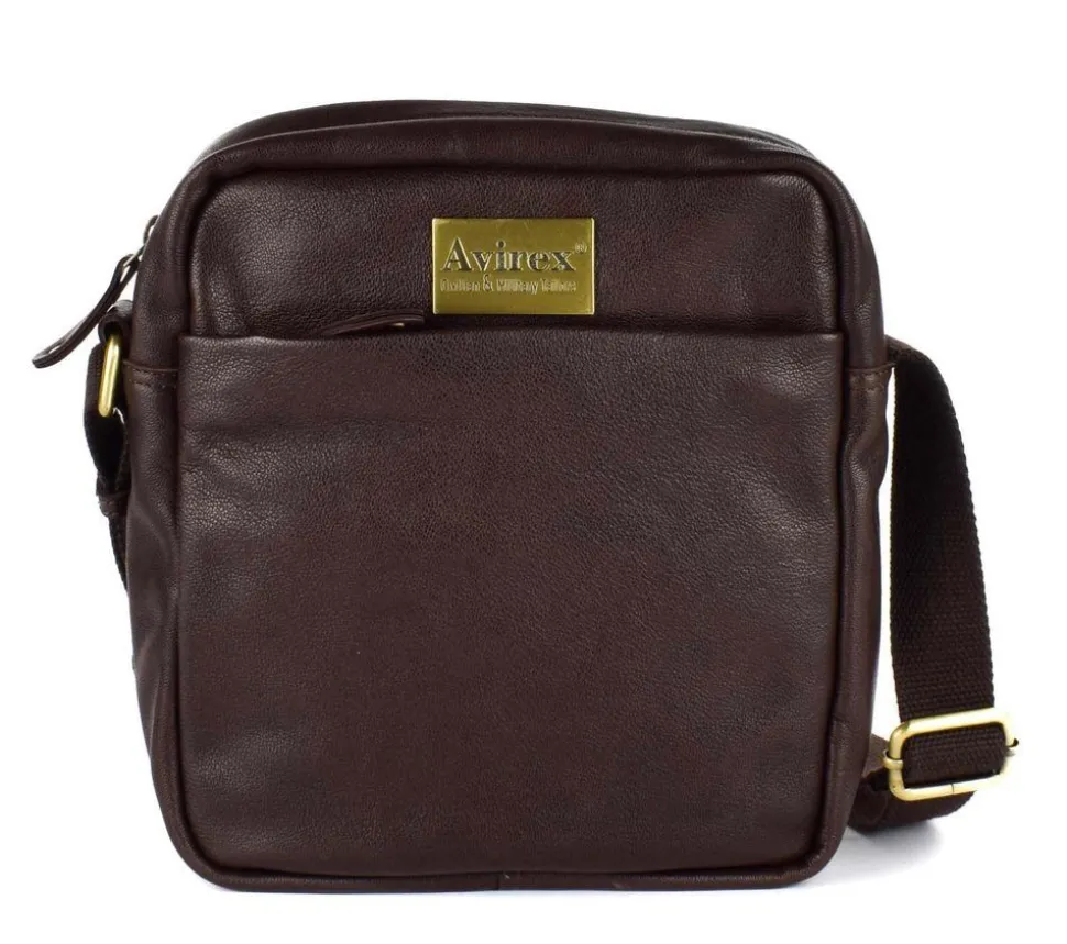 New Avirex Borsa tracolla uomo in pelle Mayday MDY06 Brown