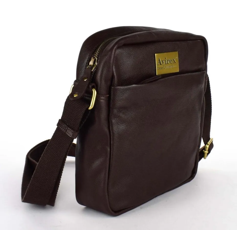 New Avirex Borsa tracolla uomo in pelle Mayday MDY06 Brown