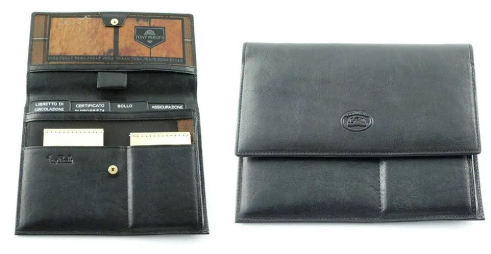 Cheap Tony Perotti Portadocumenti auto in cuoio art 1068M nero Black
