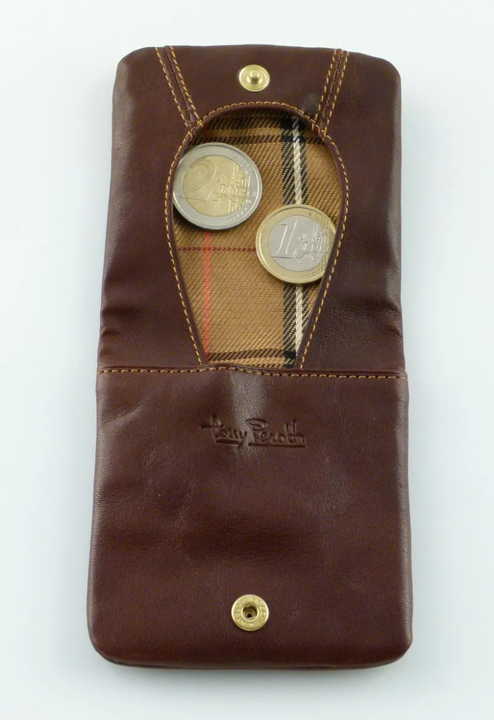 Shop Tony Perotti Portamonete piatto in cuoio art 1636 testa moro Brown